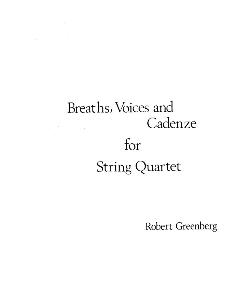 Breaths, Voices and Cadenze