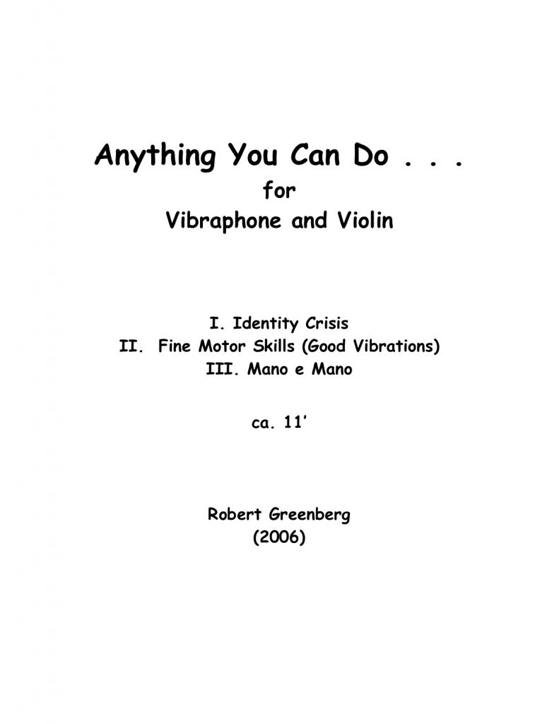 Anything You Can Do . . . for Vibraphone and Violin Score Cover