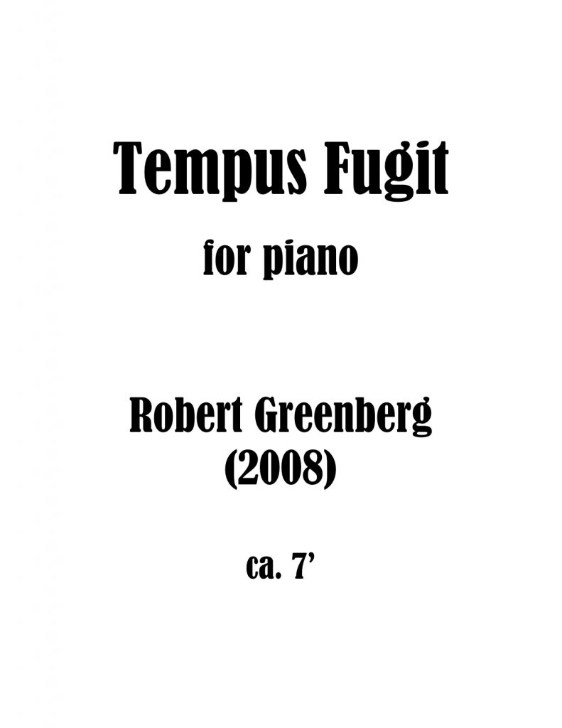 Tempus Fugit for Piano Score Cover