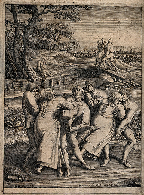 The dancing mania by Hendrik Hondius, after Pieter Brueghel