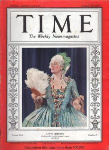 Lehmann on the cover of Time as the Marschallin in Richard Strauss’ Der Rosenkavalier