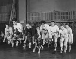 Jerome Robbins leading the original Broadway cast of West Side Story in rehearsal