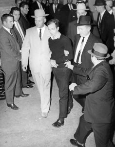 The instant before Jack Ruby shoots Lee Harvey Oswald