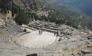 The ancient theater at Delphi with the “orchestra” at center