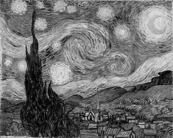 Vincent van Gogh, Starry Night - black and white