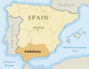 Andalusia autonomous community location map within Spain