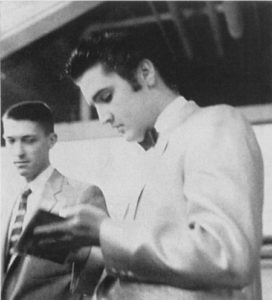 Elvis Presley (1935-1977) backstage at Toledo, Ohio’s Sports Arena, November 22, 1956