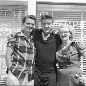 Sam Phillips, Elvis Prestley, and Marion Keisker in 1956