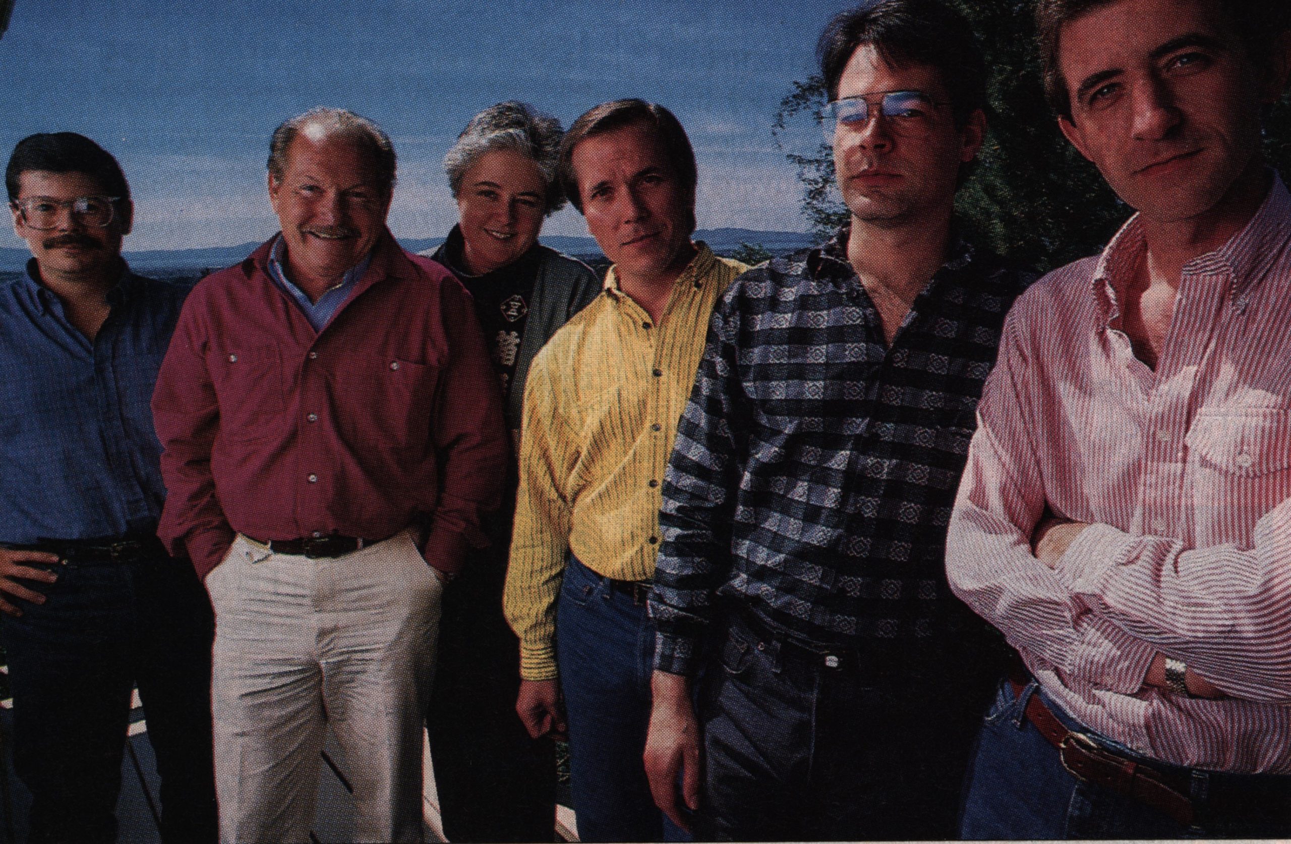 Composers, Inc. in April 1987; left-to-right, Robert Greenberg; Ron McFarland; Elinor Armer; Frank LaRocca; Mark Miller; Martin Rokeach