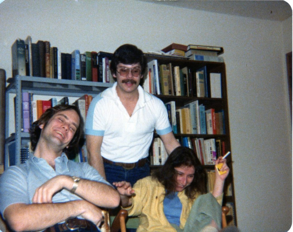 Eric Moe (left), myself (middle), and a person who shall remain nameless in our apartment at 1822 Francisco Street, February, 1979