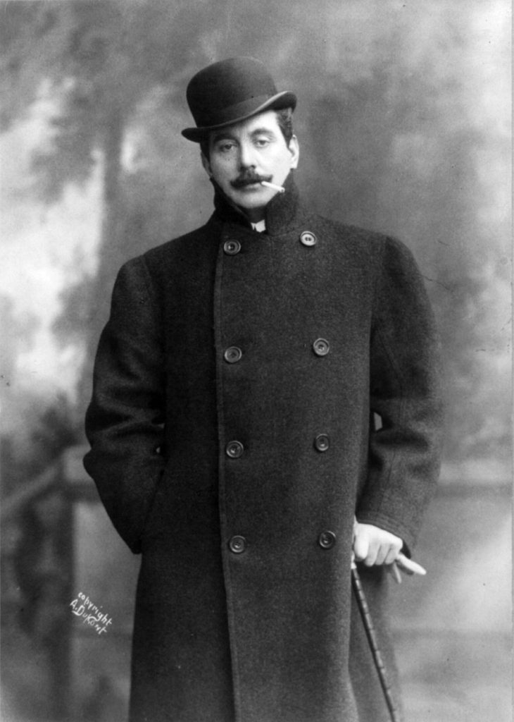 Giacomo Puccini (1858-1924) in 1905, with his ever-present cigarette (or cigar)