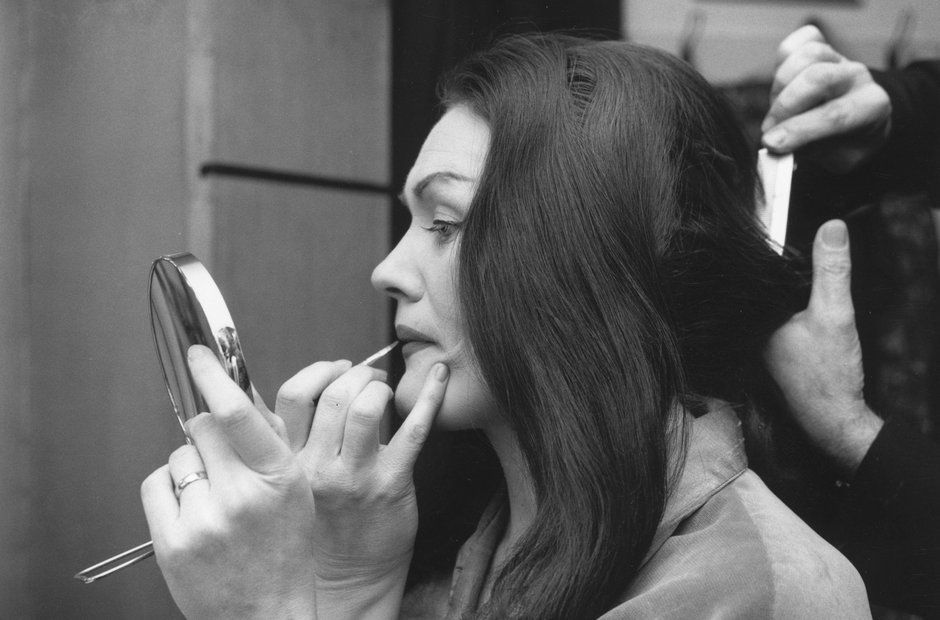 Joan Sutherland (1926-2010) in make up for her role as Lucia di Lammermoor in Gaetano Donizetti’s opera Lucia di Lammermoor; at the Royal Opera House, Covent Garden, circa 1965