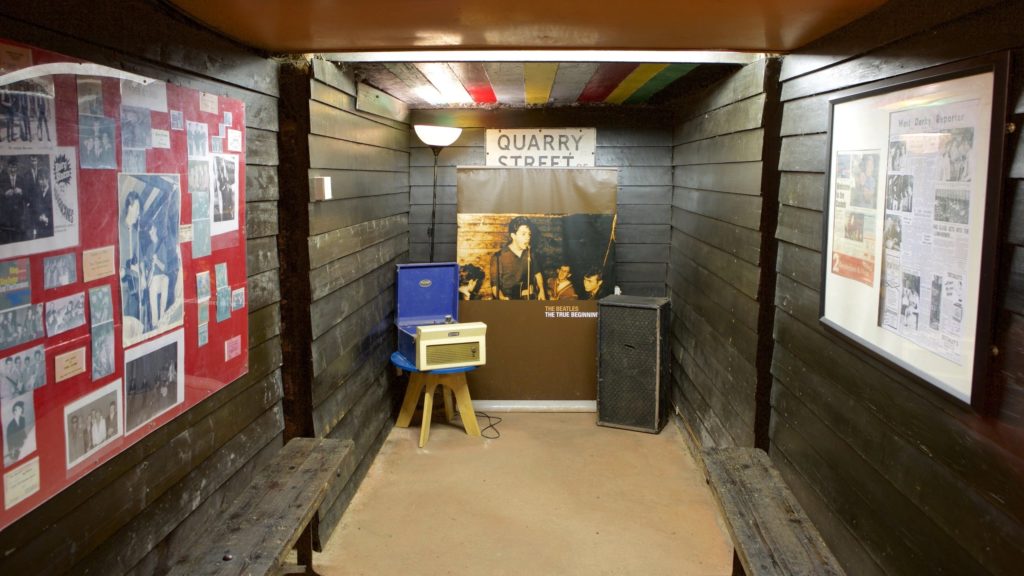 The “bandstand” at the Casbah Coffee Club as it exists today, as a shrine to the Beatles