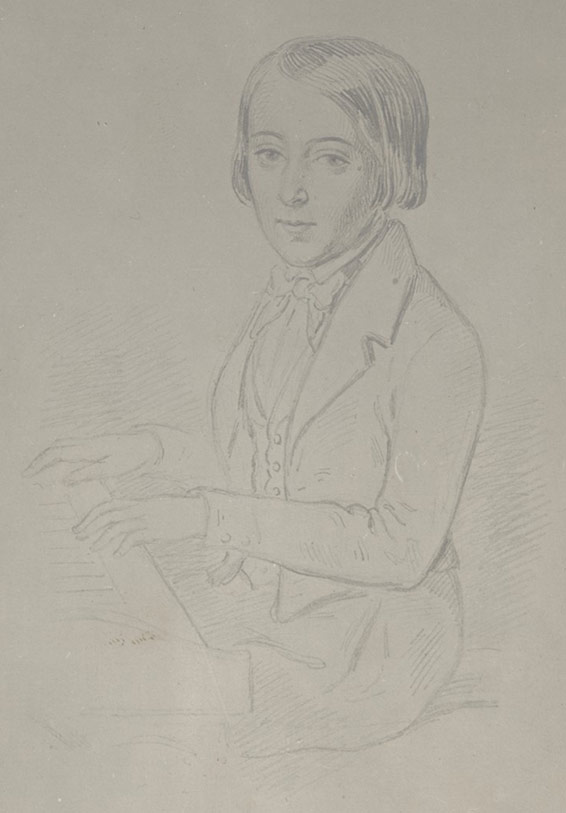 Historical drawing, portrait of Charles Camille Saint-Saëns, 1835